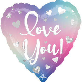 Foliový balonek srdce ombre - I love you - 43 cm