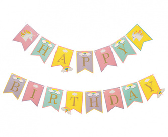 Vlaječková girlanda Jednorožec - Happy Birthday 2x 200 cm