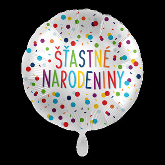 Foliový balonek Šťastné narodeniny SK - Confetti Birthday - 43 cm