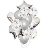 Balonkový buket Stříbrný - 14 ks
