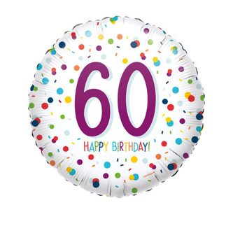 Foliový balonek Rainbow Confetti - Happy Birthday 60 - 43 cm