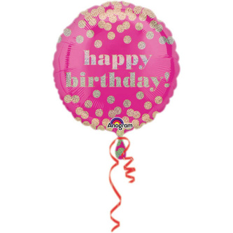 Foliový balonek - Happy Birthday lesklé puntíky - 43 cm