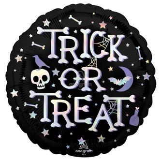Foliový  balonek černý - Trick or Treat - 45 cm