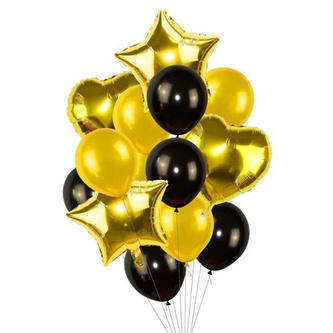Balonkový buket Zlato Černý - 14 ks