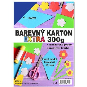 Barevný karton EXTRA 300g A4/10listů - tmavě modrý