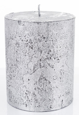 Svíčka Rustikální stříbrná metalická - 10 x 7 cm