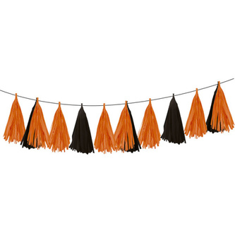 Girlanda střapce černo oranžové - 150 cm