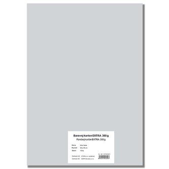 Barevný karton EXTRA 300g  50x70cm - šedý  10listů