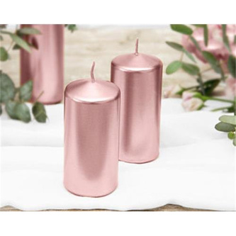 Svíčky rose gold metalické 4 x 8 cm - 4 ks