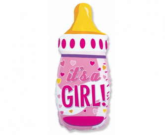 Foliový balonek dětská lahev - Je to holka - růžová 69 cm