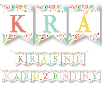 Jumbo girlanda Krásné narozeniny PASTEL CZ 23 x 340 cm