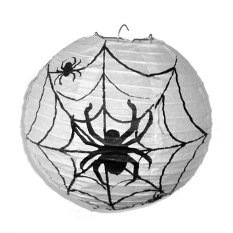 Papírový lampion Halloween pavouk s pavučinou - 20 cm