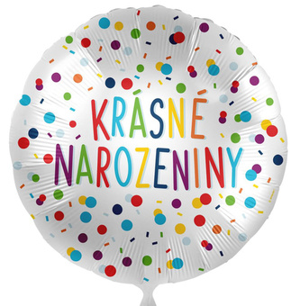 Foliový balonek Krásné narozeniny - barevné puntíky CZ - 43cm