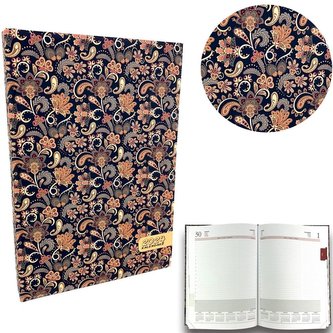 Kalendarz 2024 A4 dzienny soft touch Paisley Blue