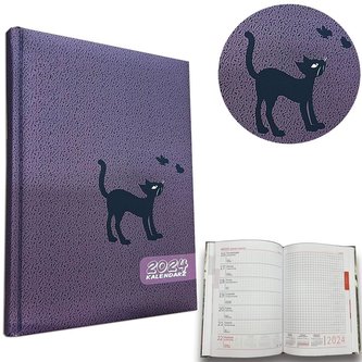 Kalendarz 2024 A5 tygodniowy Kot w śliwce