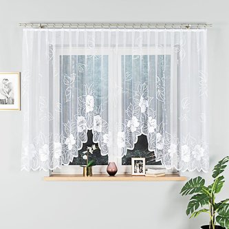 Dekorační krátká vzorovaná záclona na žabky GRACJANA 160 bílá 400x160 cm MyBestHome