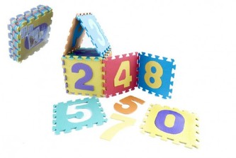 Pěnové puzzle čísla 29x29x8,5cm 10 ks v sáčku