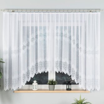 Dekorační krátká vzorovaná záclona na žabky VIOLETTA 160 bílá 400x160 cm MyBestHome