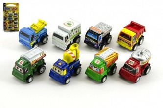 Auto minitruck plast 5cm na zpětné natažení 8 ks na kartě