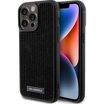 Karl Lagerfeld Rhinestone Plate Metal Logo kryt iPhone 15 Pro Max černý
