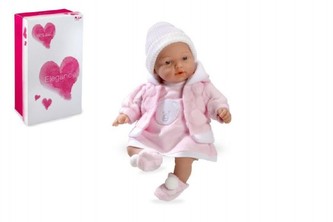 Panenka/miminko Hanne 28cm růžové měkké tělo se zvukem na baterie v krabici