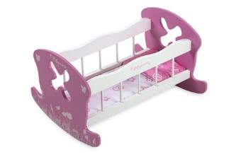 Kolébka dřevo růžová v krabici 49,5x39,5x29,5cm