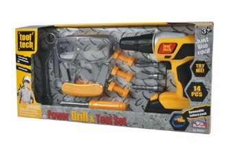 Nářadí s vrtačkou plast na baterie se zvukem se světlem v krabici 44x22 cm