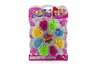 Korálky plast 1cm mix barev na kartě 18x26cm