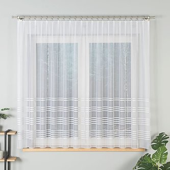 Dekorační krátká vzorovaná záclona na žabky KALINA 160 bílá 300x160 cm MyBestHome