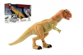 Dinosaurus chodící plast 45cm na baterie se světlem a zvukem v krabici 51x31x12cm