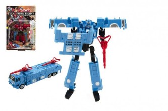 Transformer auto/robot kamion hasiči plast 16cm asst 2 barvy na kartě