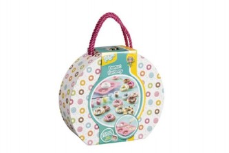 Sada na výrobu donutů \"Továrna na donuty\" hmota s doplňky v kartonovém kufříku 21,5x19,5x7cm