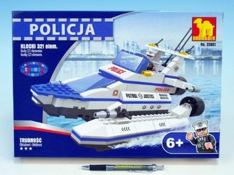 Stavebnice Dromader Policie Člun 23601 321ks v krabici 25x15x5,5cm