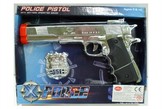 Pistole s odznakem policie plast 24cm na baterie se zvukem v krabici 26x20x4cm
