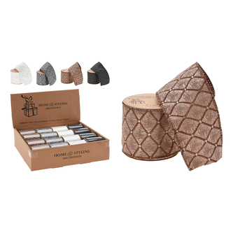 Stuha dekorační, šířka 63 mm, žakárová tkanina, 4 barevná provedení