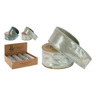 Stuha dekorační, šířka 38 mm, třpytivý potisk, 2 barvy