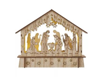 Dekorace vánoční EMOS DCWW34 dřevěná – betlém, 15 cm