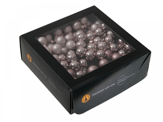 Skleněné baňky růžové kouřové 2 cm, sada 144 ks