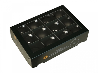 Skleněné baňky černé 5,7 cm, sada 12 ks