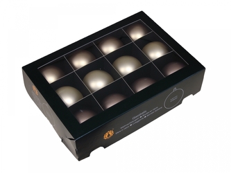 Skleněné baňky barva březová 5,7 cm, sada 12 ks