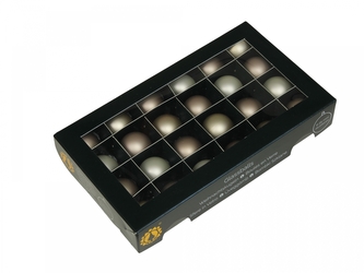 Skleněné baňky barva březová 2,5 cm, sada 24 ks