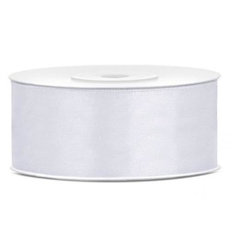 Saténová stuha bílá 25 mm x 25 m
