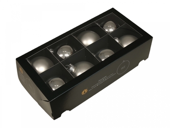 Skleněné baňky stříbrné 8 cm, sada 8 ks