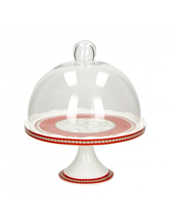 Porcelánový stojan na dort se skleněným poklopem 26 cm VÁNOČNÍ Connubio BRANDANI