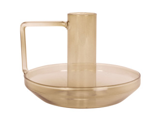 Skleněný svícen s uchem Modern Light pískově hnědý 7,5 cm Present Time