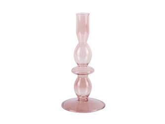 Skleněný svícen Bubbles Handmade 18 cm Růžový Present Time