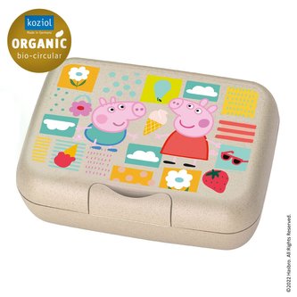 Prasátko Peppa Candy L svačinový dětský box/ chlebníček písková Organic KOZIOL