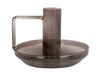 Skleněný svícen s uchem Modern Light čokoládově hnědý 7,5 cm Present Time