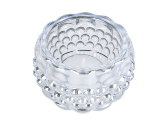 Svícen skleněný na svíčku Sparkle Dots 6 cm stříbrný Present Time