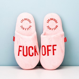 Pantofle "Fuck off"růžové Fisura
